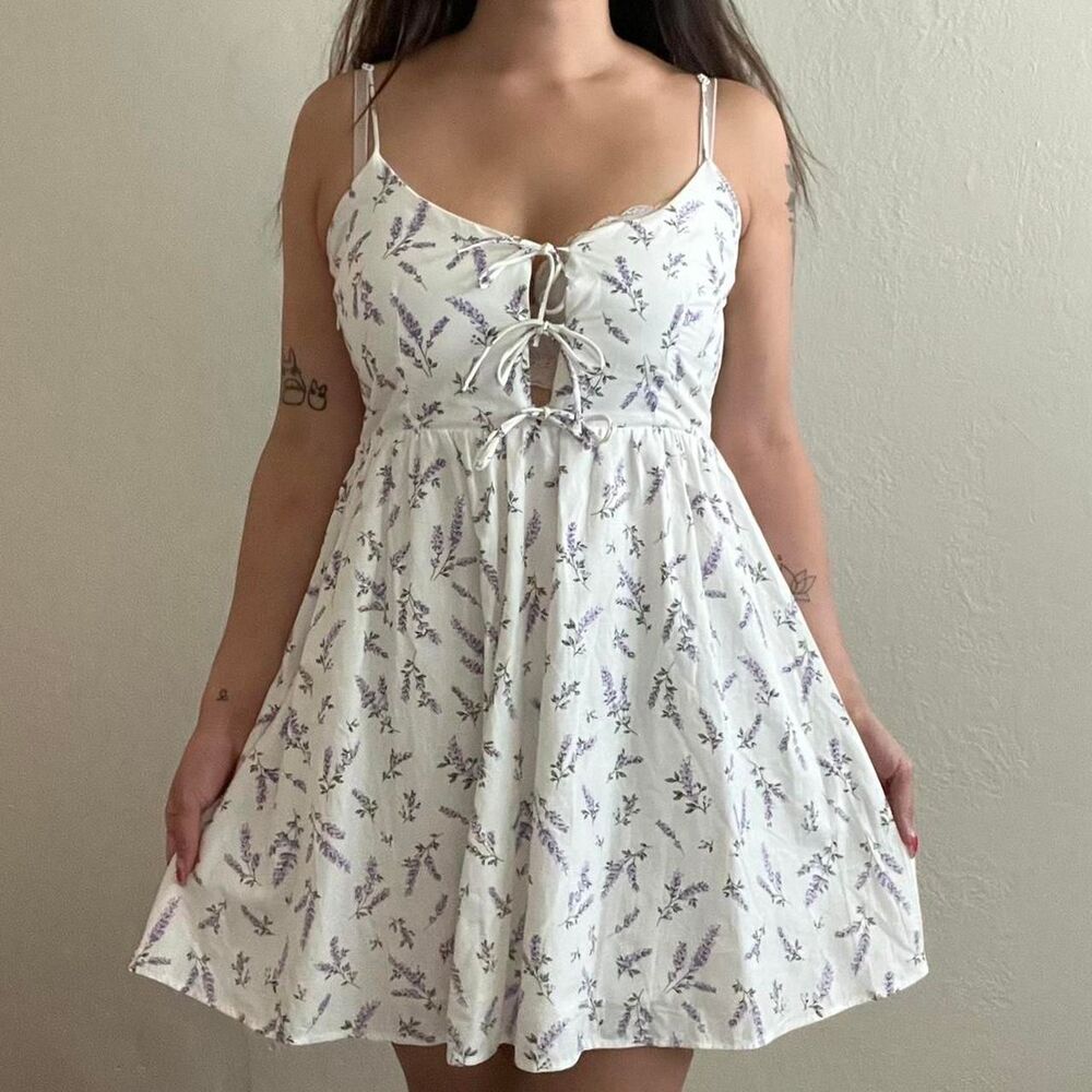 H&M White Floral Print Dress